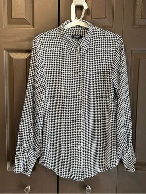 Chaps Black & White Houndstooth Long-Sleeve Dress Shirt